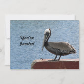 ワイルドライフブラウンペリカンウォーターフォト誕生日 招待状 (正面)