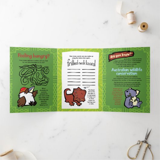 ワイルドライフプラットプスパズルグリーティングカードトリフォールド 三つ折りクリスマスカード (内部)