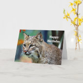 ワイルドライフボブキャットフォト誕生日 カード (黄色い花)