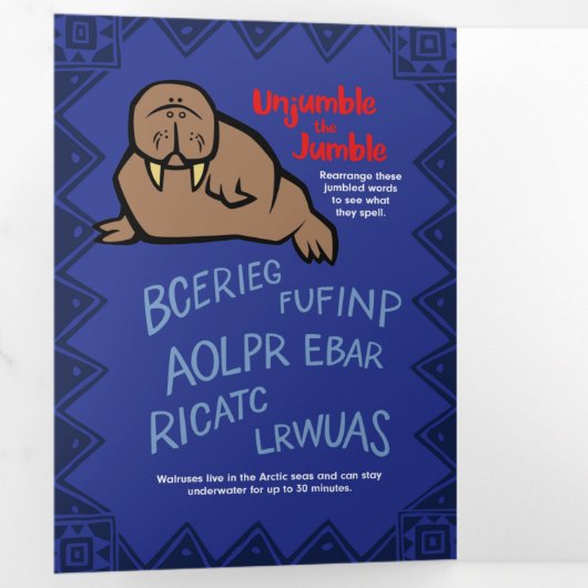 ワイルドライフポーラベアパズルグリーティングカードトリフォールド 三つ折りクリスマスカード (内部最初)