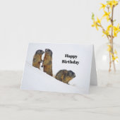 ワイルドライフマーモッツスノーフォト誕生日 カード (黄色い花)