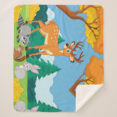 ワイルドライフラクーンチプムンクラビットディア秋ランドスカ シェルパブランケット (正面)