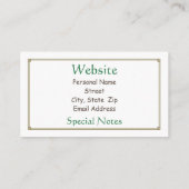 ワイルドライフラクーンブラックベアカブディア動物愛好家  名刺 (裏面)