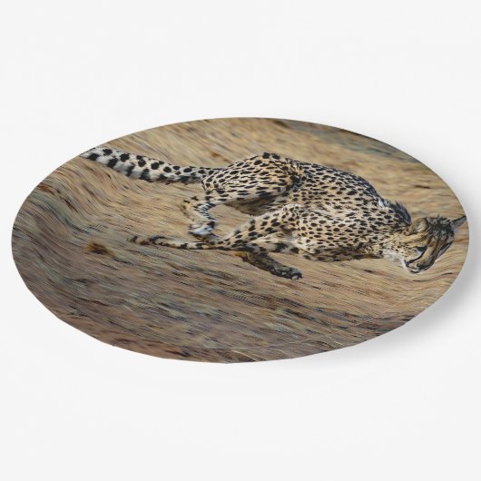 ワイルドライフランニングチータの写真 ペーパープレート (アングル)