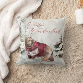 ワイルドライフ素朴ウィンターワンダーランドシーン クッション (ブランケット)