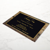 ワイルドライフ走ブラウン誕生日金ゴールド 箔招待状 (回転した状態)