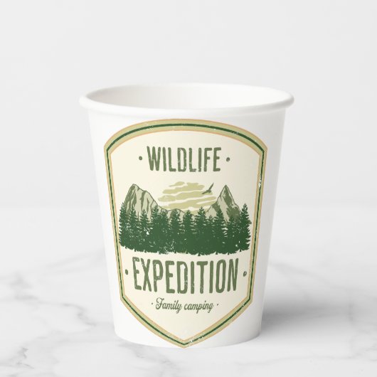 ワイルドライフ遠征アウトドアサマーバケーションTシャツ 紙コップ (正面)