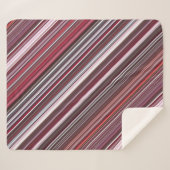 ワイルドラズベリーレッド、ピンク、ブルゴーニュストライプー シェルパブランケット (正面(横))