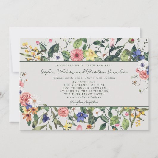 ワイルドラブワイルドフラワーボホ結婚式招待状 招待状 (正面)