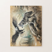 ワイルドランドスケープのワシと狼 ジグソーパズル (縦)