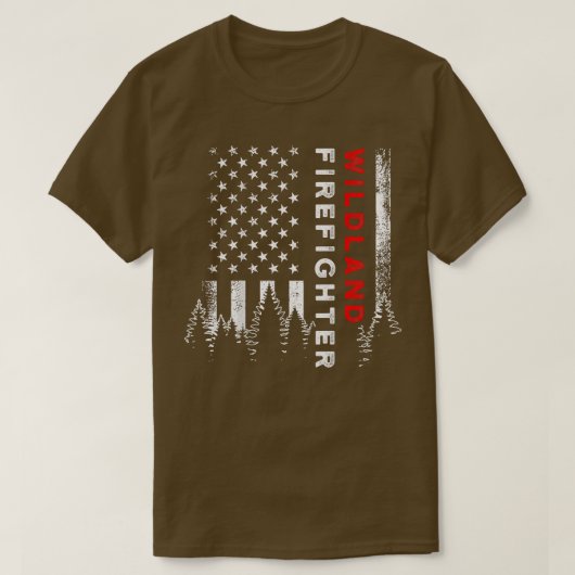 ワイルドランド消防士アメリカ国旗の消防士 Tシャツ (デザイン正面)