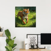 ワイルドランニングの中のアメージングトラ絵画ガー ポスター (ホームオフィス)