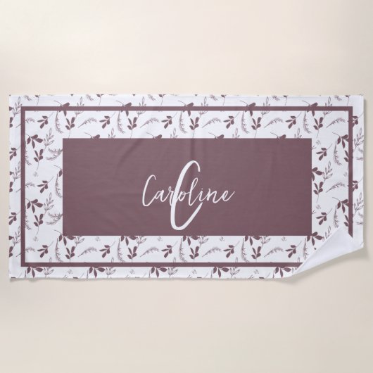 ワイルドリーフドレスモノグラム ビーチタオル (正面)