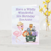 ワイルドリーワンダリーサファリハッピーファイブ誕生日 カード (黄色い花)