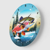 ワイルドレインボートラウト岩山ストリーム時計 ラージ壁時計 (傾斜)
