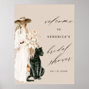 ワイルドレオパドボホレディブライダルシャワーウェルカムサイン ポスター