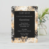 ワイルドレオパードボウアニマルプリント誕生日 招待状 (スタンド正面)