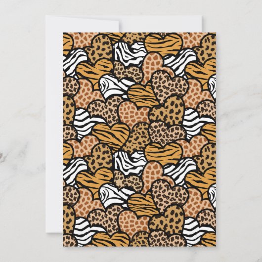 ワイルドレッドアニマルプリントハートバレンタインデーパーティー 招待状 (裏面)