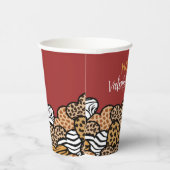 ワイルドレッドアニマルプリントハートバレンタインデーパーティー 紙コップ (右)