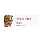 ワイルドレッドアニマルプリントハートバレンタインデー ラベル (正面)