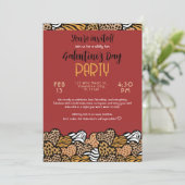 ワイルドレッドアニマルプリントハート ガレンティーンズデーパーティー 招待状 (スタンド正面)