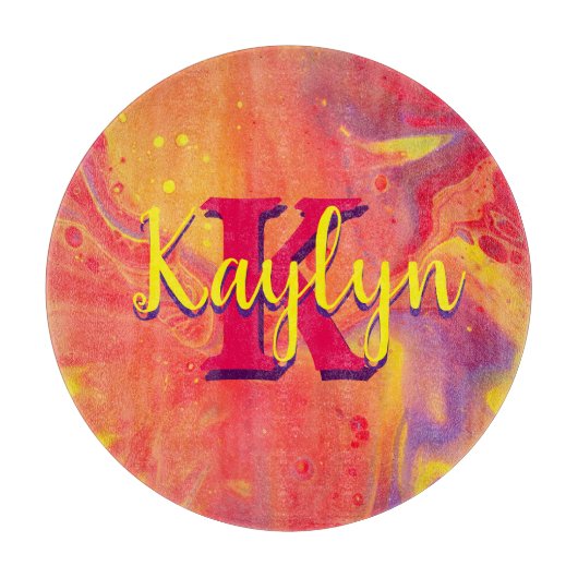 ワイルドレッドパープルアクリルフローアート カッティングボード (正面)