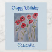 ワイルドレッドポピー誕生日 ワインラベル (シングルラベル)