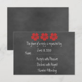 ワイルドレッドローズシャルボードRSVPカード 出欠カード (正面/裏面)