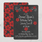 ワイルドレッドローズチョークボードパーティ 招待状 (正面/裏面)