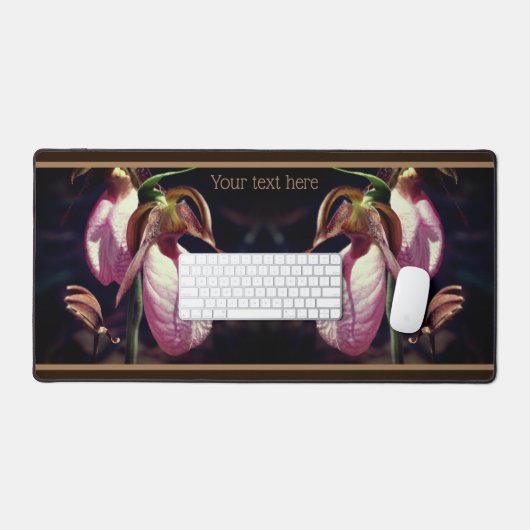 ワイルドレディスリッパの蘭クローズアップパーソナライズされた デスクマット (キーボード&マウス)