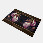 ワイルドレディスリッパの蘭クローズアップパーソナライズされた ドアマット (アングル)