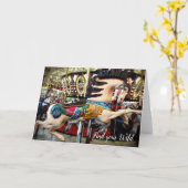 ワイルドレトロヴィンテージ回転木馬タイポグラフィ カード (黄色い花)