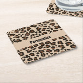 ワイルドレパードアニマルプリントコースター スクエアペーパーコースター (アングル)