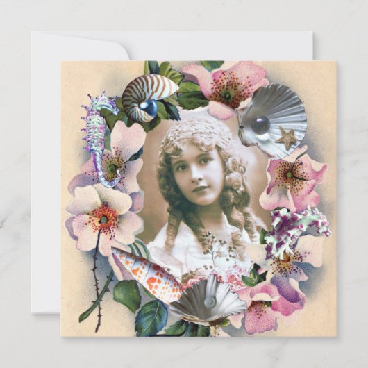 ワイルドローズとシーシェル スイート16 フォトテンプレート 招待状 (正面)