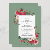 ワイルドローズとバジルグリーン 招待状 (正面/裏面)