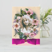 ワイルドローズとピンクリボンのスイート16フォトテンプレート 招待状 (スタンド正面)