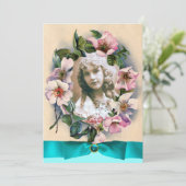 ワイルドローズとブルーリボンのスイート16写真テンプレート 招待状 (スタンド正面)