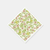 ワイルドローズと蝶 /ピンク/淡緑/黄色 スタンダードカクテルナプキン (角)