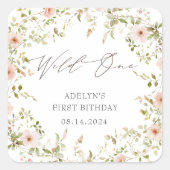 ワイルドローズの子供の初めての誕生日 スクエアシール (正面)