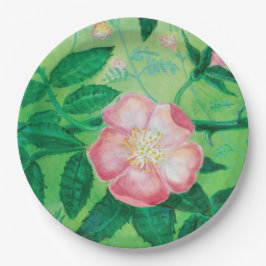 ワイルドローズの花のイラスト ペーパープレート