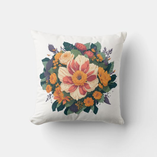 ワイルドローズブーケ、フローラ クッション (正面)