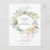 ワイルドローズ ウォーターカラー ガーランド セーブ・ザ・デート ポストカード (正面)