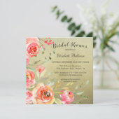 ワイルドローズ ウォーターカラー フラワーブライダルシャワー スクエア 招待状 (スタンド正面)