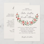 ワイルドローズ フローラル ペタル ガーデン アフェア ウェディング 招待状 (正面/裏面)