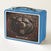 ワイルドロール:レザー彫刻グリズリー最高傑作 メタルランチボックス (裏面)