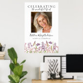 ワイルドローワー葬式お祝いの人生の歓迎サイン ポスター (ホームオフィス)