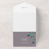 ワイルドワイオレットウォーターカラー絵を描ハンド オールインワン招待状 (外側)