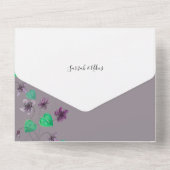 ワイルドワイオレットウォーターカラー絵を描ハンド オールインワン招待状 (裏面)