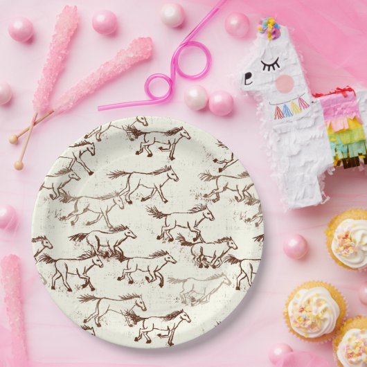 ワイルドワイルドウマズブラウンとアイボリー紙プレート ペーパープレート (パーティー)