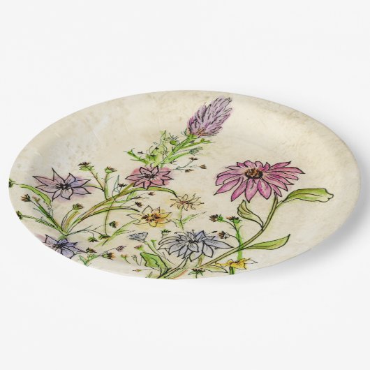 ワイルドワイルドフラワーズデザインオン紙プレート ペーパープレート (アングル)